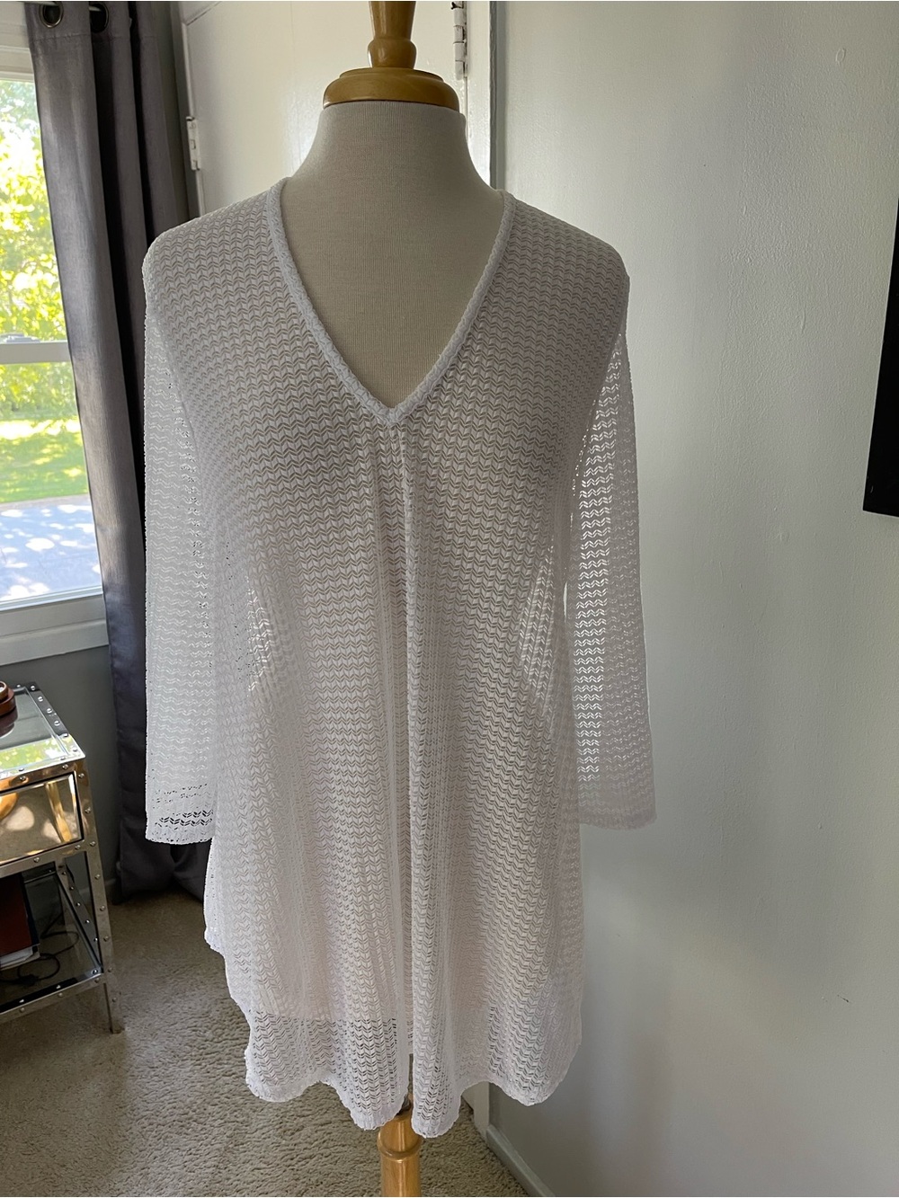 Jordan Taylor White Open-Weave V-Neck Swim Coverup